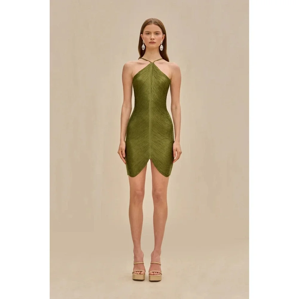 cult gaia dress green Rent Cult Gaia Green Lissett Off Shoulder Mini Dress main image 1